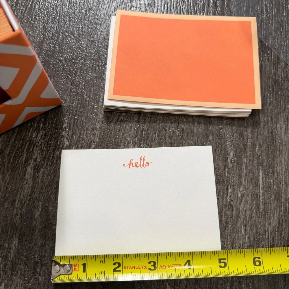 Paper Destiny Note Cards Unisex OS Orange Hello Gilded Edge 21 Count Stationery